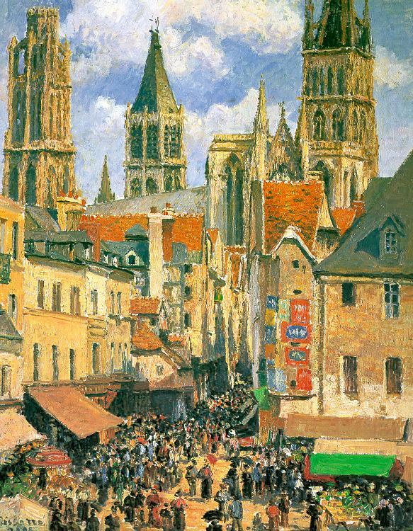 The Old Market Town at Rouen, Camille Pissaro
